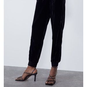 NWT Zara Velvet Jogger Pants in Black Size S